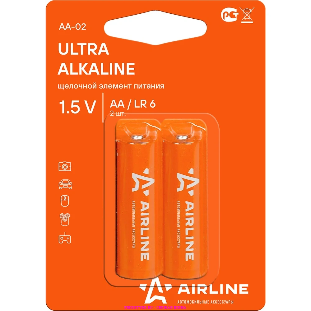 картинка Батарейки LR6/AA щелочные 2 шт. блистер (AA-02) от Свежаяшина.рф